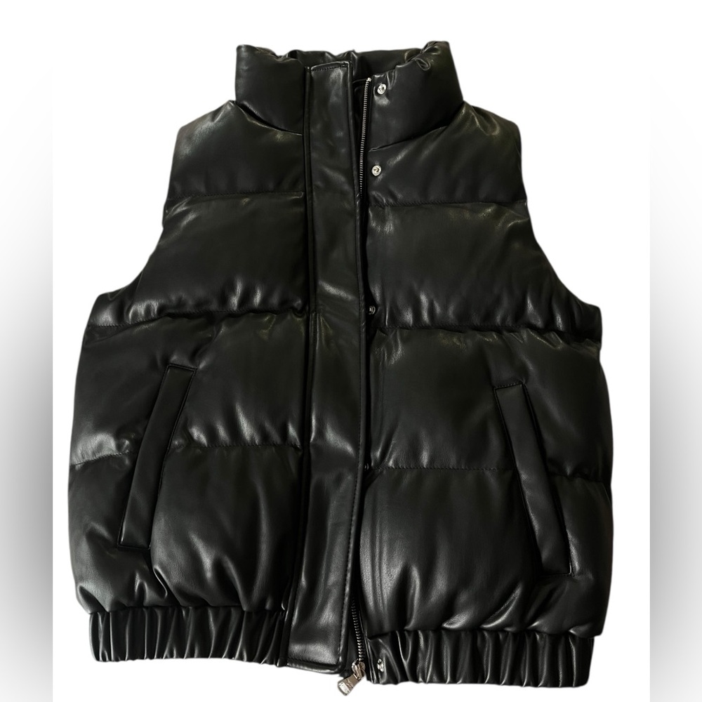 Madden Girl Black Quilted Collared Puffer Vest Zip Snap Women's M